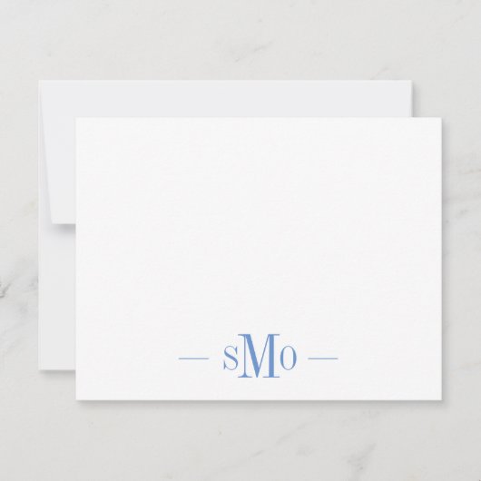 Carte De Correspondance Élégant Monogramme bleu chic 3 Initiales (Devant)