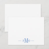 Carte De Correspondance Élégant Monogramme bleu chic 3 Initiales (Devant / Derrière)