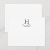 Carte De Correspondance Élégant Monogramme Bleu Dusty (Devant / Derrière)