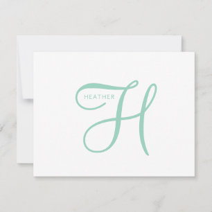 Carte De Correspondance Élégant Monogramme Bleu Vert