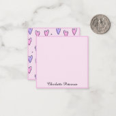 Carte De Correspondance Élégant Monogramme Cardiaque Rose Et Violet (Devant/Arrière en situation)