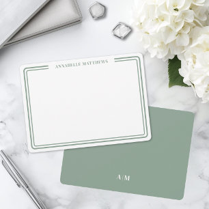 Carte De Correspondance Élégant Monogramme de Nom Minimaliste à Deux Bordu