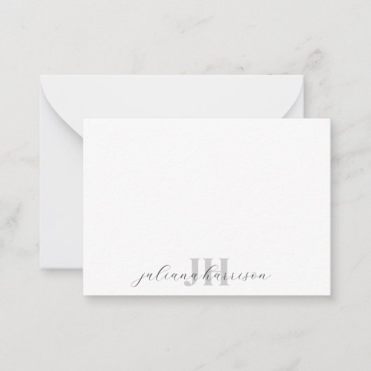 Carte De Correspondance Élégant Monogramme de script (Devant)