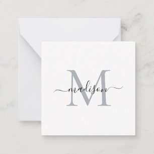 Carte De Correspondance Élégant Monogramme féminin moderne Script gris