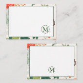 Carte De Correspondance Élégant Monogramme Floral (Devant / Derrière)