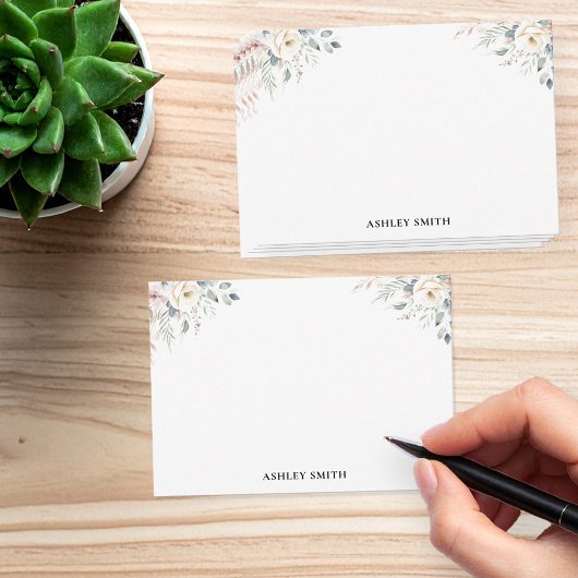 Carte De Correspondance Élégant Monogramme Floral