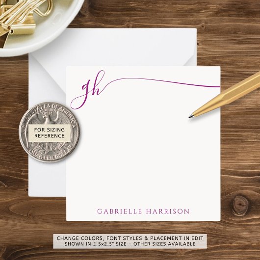 Carte De Correspondance Élégant Monogramme Initiales Pink Script