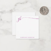 Carte De Correspondance Élégant Monogramme Initiales Pink Script (Devant/Arrière en situation)