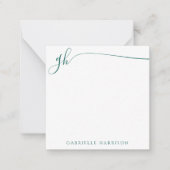 Carte De Correspondance Élégant Monogramme Initiales Turquoise Script (Devant)
