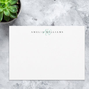 Carte De Correspondance Élégant Monogramme minimaliste Turquoise