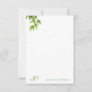 Carte De Correspondance Élégant Monogramme moderne Aquarelle Feuille bambo