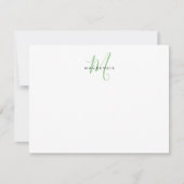 Carte De Correspondance Élégant Monogramme moderne blanc vert Script (Devant)