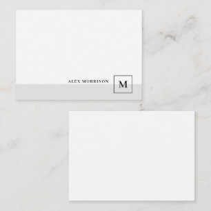 Carte De Correspondance Élégant Monogramme moderne Gris Bordure Nom initia