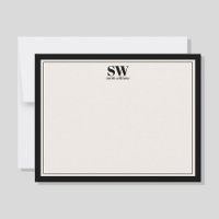 Élégant Monogramme noir et ivoire frontière minima