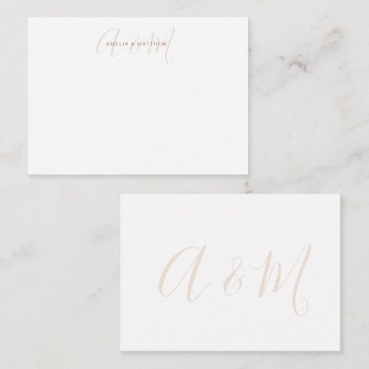 Carte De Correspondance Élégant Monogramme Or blanc (Devant / Derrière)