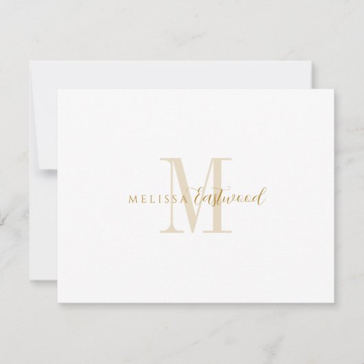 Carte De Correspondance Élégant monogramme or sérif script (Devant)