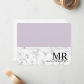 Carte De Correspondance Élégant monogramme professionnel en marbre violet (Devant/Arrière en situation)