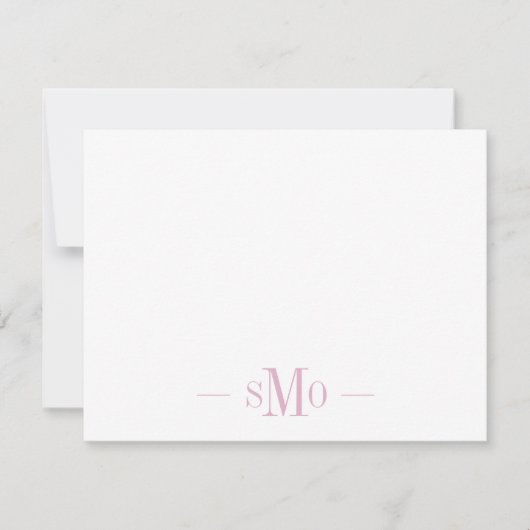 Carte De Correspondance Élégant Monogramme rose chic 3 Initiales (Devant)
