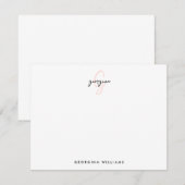 Carte De Correspondance Élégant Monogramme rose vif pour fille (Devant / Derrière)