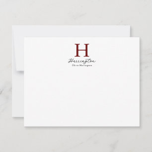 Carte De Correspondance Élégant Monogramme rouge Bourgogne