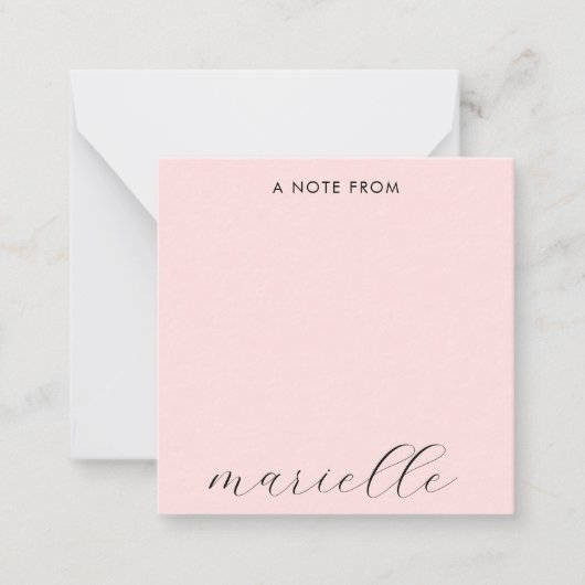 Carte De Correspondance Élégant Monogramme Script Blush Rose (Devant)