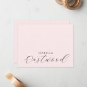 Carte De Correspondance Élégant Monogramme Script Rose Pâle (Devant/Arrière en situation)