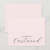 Carte De Correspondance Élégant Monogramme Script Rose Pâle (Devant / Derrière)