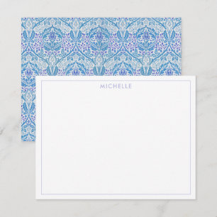 Carte De Correspondance Élégant motif floral bleu