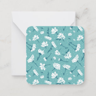 Carte De Correspondance Élégant motif floral - Botanique Turquoise et blan