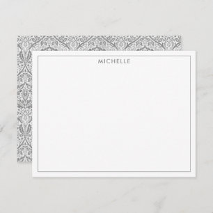 Carte De Correspondance Élégant motif floral gris