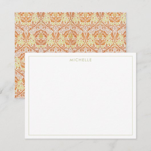 Carte De Correspondance Élégant motif floral orange (Devant / Derrière)