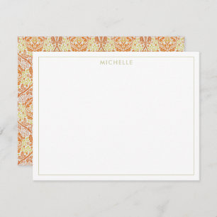 Carte De Correspondance Élégant motif floral orange