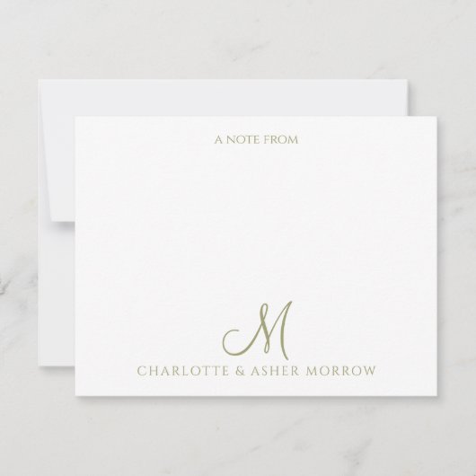 Carte De Correspondance Élégant Motif Vin Vert Sage (Devant)