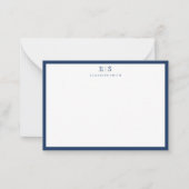 Carte De Correspondance Elegant Navy Blue Border Monogram (Devant)