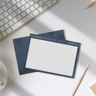 Carte De Correspondance Elegant Navy Blue Gold Detail Professionnel