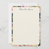 Carte De Correspondance Elegant Navy Blush Floral Personalized Script Name (Devant)