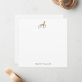Carte De Correspondance Élégant Noir Blanc Or Script Monogramme (Devant/Arrière en situation)
