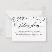 Carte De Correspondance Elégant Noir Confetti Graduation Plans Futurs (Devant)