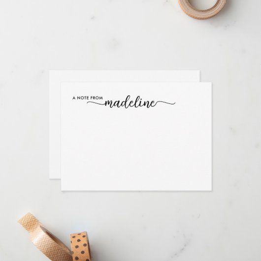 Carte De Correspondance Élégant nom de script noir (Devant/Arrière en situation)