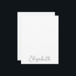 Carte De Correspondance Élégant nom de script personnalisé manuscrit<br><div class="desc">Étonnant dans sa simplicité,  ces cartes personnalisées de notes de nom personnalisées disposent d'une police manuscrite. En noir sur blanc. Le nom est personnalisable. Fait un merveilleux cadeau pour les vacances,  demoiselles d'honneur,  diplôme et plus encore. Une partie d'une collection de Parcel Studios.</div>