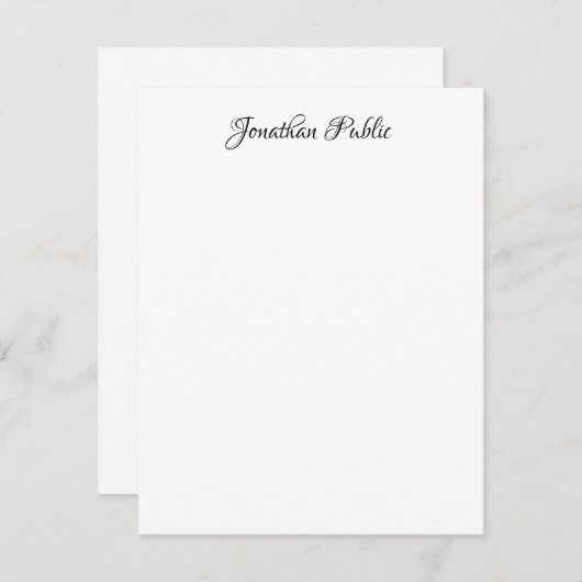 Carte De Correspondance Élégant nom manuscrit personnalisé vertical (Devant / Derrière)