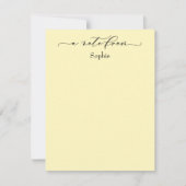 Carte De Correspondance Élégant "Note De" Simple Jaune Clair (Devant)