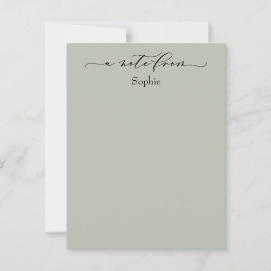 Carte De Correspondance Élégant "Note De" Simple Sage Green (Devant)