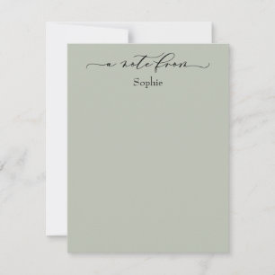 Carte De Correspondance Élégant "Note De" Simple Sage Green