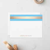 Carte De Correspondance Elégant or bleu clair bande (Devant/Arrière en situation)