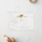 Carte De Correspondance Élégant or éclaboussure Marbre blanc Monogramme mo (Devant/Arrière en situation)