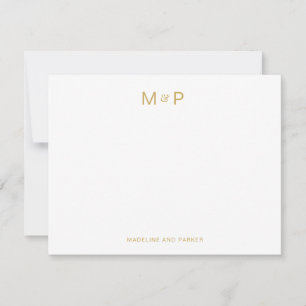 Carte De Correspondance Élégant or jaune Contemporain Couple Monogramme