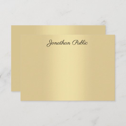 Carte De Correspondance Elégant or look moderne manuscrit (Devant / Derrière)