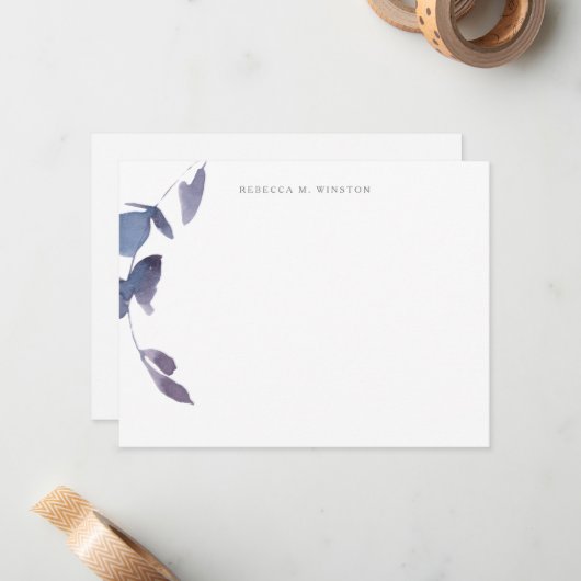 Carte De Correspondance Élégant Papier à lettres bleu pourpre (Devant/Arrière en situation)