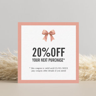 Carte De Correspondance Élégant Pastel Ribbon Shop Prochain bon d'achat